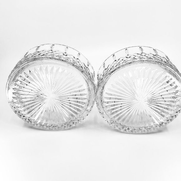 Set of 2 Vintage Indiana Glass Co Princess Clear Diamond Cut Glass Candy Bowls - Picture 6 of 11